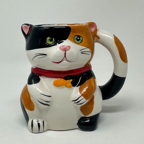 3D Calico Cat Surprise Mouse Inside Ceramic Tea Cup Coffee Mug Pier 1 Imports - Picture 16 of 16